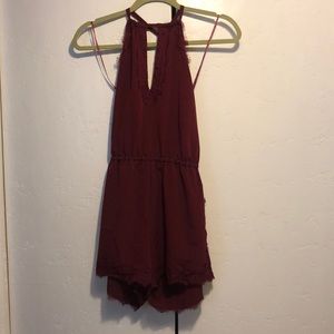 Burgundy backless Romper